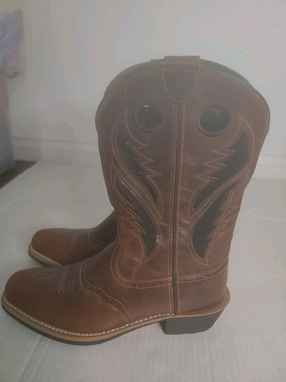 Ariat Roughstock Ventek Cowboy Boots Men's 12 D Square Toe Leather Rodeo